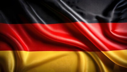 Naklejka premium Vibrant Germany flag waving with luxurious satin texture - Patriotic and cultural symbol
