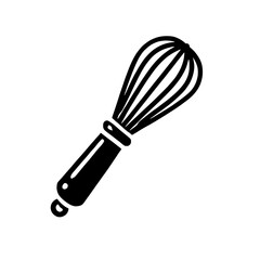 Whisk Icon:  A simple yet elegant black and white illustration of a whisk, perfect for cooking, baking, and kitchen-related designs.  