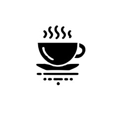 Coffee Break:  A simple yet striking black and white illustration of a steaming cup of coffee, perfect for adding a touch of sophistication and warmth to any design. 