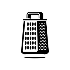 Black and White Grater Icon: A simple yet powerful black and white icon depicting a classic kitchen grater, perfect for culinary-themed websites, apps, and marketing materials.