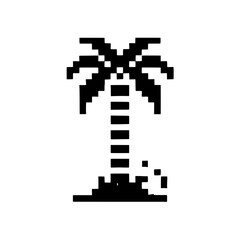 Fototapeta premium Pixelated Paradise: A minimalist, pixel art illustration of a solitary palm tree, evoking a sense of tranquility and digital nostalgia. The iconic image transports viewers to a virtual beach paradise.