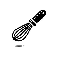 Obraz premium Whisk Icon: A simple yet stylish black and white icon of a kitchen whisk, perfect for culinary websites, recipe books, or food-related designs. 
