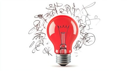 Business Creativity Innovation Inspiration Idea Imagination Future Creative idea represented by red light bulb.