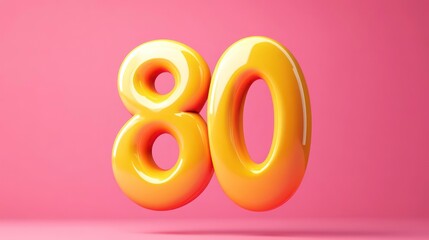 80 percent Off. 3d number 80. Sale banner.