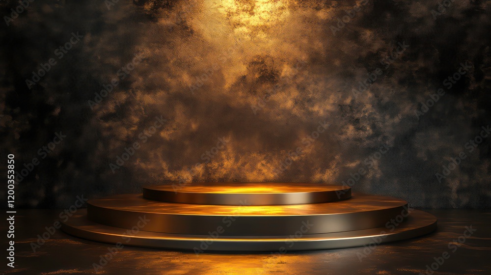 Poster 3d rendering abstract gold platform podium product presentation backdrop