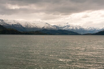 Lake Wanaka Landscape on a Cloudy Day in New Zealand