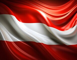 Naklejka premium Vibrant Austria flag waving with luxurious satin texture - Patriotic and cultural symbol