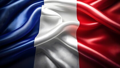 Vibrant France flag waving with luxurious satin texture - Patriotic and cultural symbol