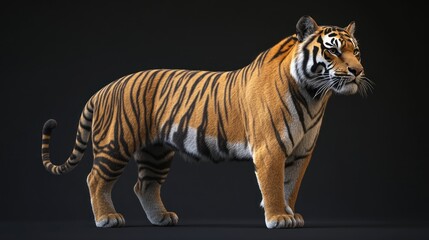 Obraz premium Majestic tiger standing on dark background. (2)