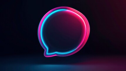 3D glossy gradient speech bubble icon with vibrant blue and pink tones, ideal for digital communication themes or modern UI design elements.