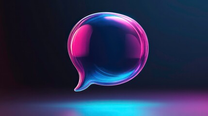 3D glossy gradient speech bubble icon with vibrant blue and pink tones, ideal for digital communication themes or modern UI design elements.