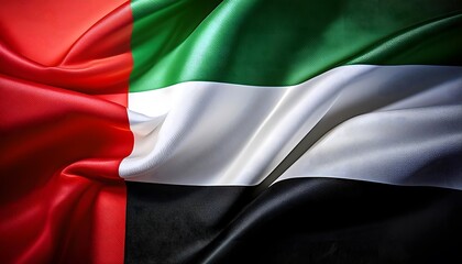 Obraz premium Vibrant United Arab Emirates flag waving with luxurious satin texture - Patriotic and cultural symbol