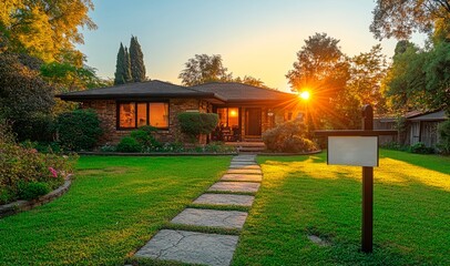 Obraz premium House with brick walls and garden