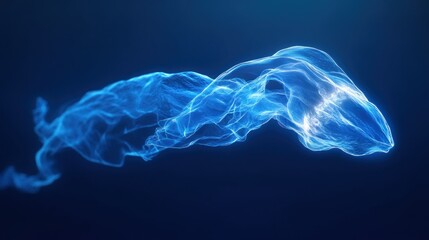 Abstract blue glowing energy wave flowing in dark background.