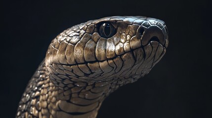 Fototapeta premium Close-up of a snake's head, showing detailed scales and eye.