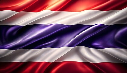 Fototapeta premium Vibrant Thailand flag waving with luxurious satin texture - Patriotic and cultural symbol