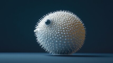 Cute cartoon pufferfish, 3D render.