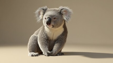 Adorable koala sitting on beige background, studio shot.
