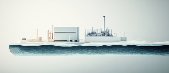 Fototapeta premium Offshore industrial complex on a floating island.