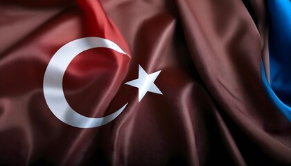 Obraz premium Vibrant Turkey flag waving with luxurious satin texture - Patriotic and cultural symbol