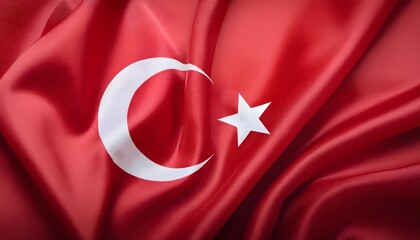 Obraz premium Vibrant Turkey flag waving with luxurious satin texture - Patriotic and cultural symbol