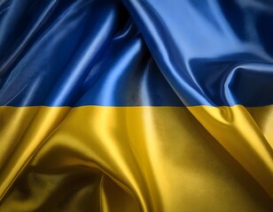 Vibrant Ukraine flag waving with luxurious satin texture - Patriotic and cultural symbol