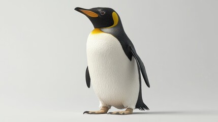 Obraz premium Cute king penguin standing on white background.