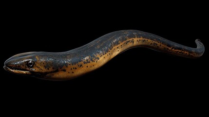 Electric eel isolated on black background.