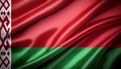 Fototapeta premium Vibrant Belarus flag waving with luxurious satin texture - Patriotic and cultural symbol