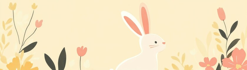 Whimsical Easter Bunny in a Minimalist Garden