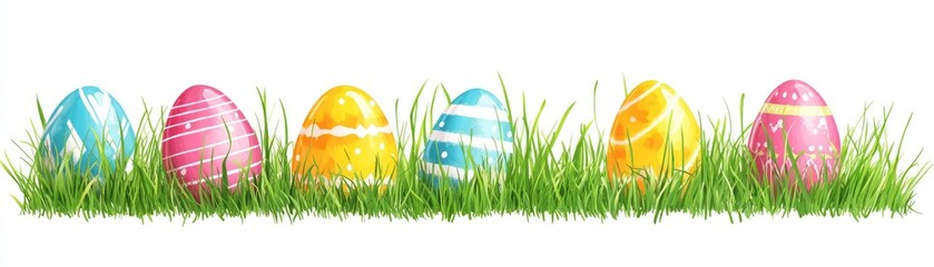 Fototapeta premium Vibrant Easter Eggs in Spring Grass