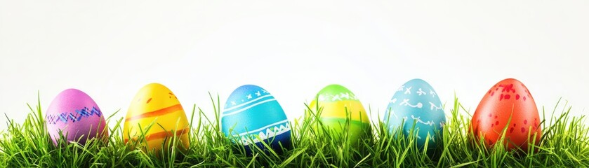 Vibrant Easter Eggs in Spring Grass