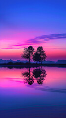 ‘Sunset Serenity: A Symphony in Ljubičasta Boja’, A Mesmerizing Purple Twilight Over Tranquil Waters