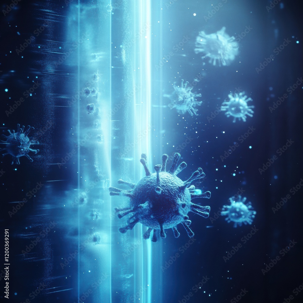 Aufkleber strong glowing wall effectively deflects viruses in a protective environment. generative ai