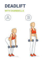Deadlift with Dumbbells Exercise Guide for Women in Two Steps