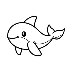 fun cute simple shark cartoon character isolated drawing line style sketch classic vintage design illustration