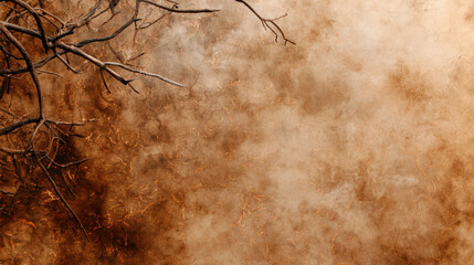 A textured background featuring warm, earthy tones with blurred elements and branches, evoking a natural, organic atmosphere.