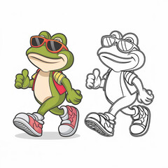 Children's Coloring Page Template with Simple Line Art Design  
