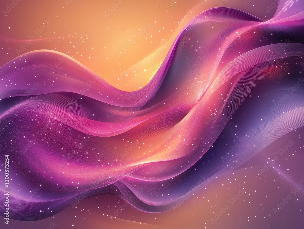 Aufkleber a vibrant, flowing abstract design with waves of color and sparkling elements.