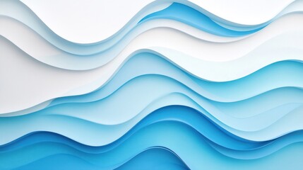 Fototapeta premium Abstract Blue Wave Papercut Design: Serene Aqua Tones