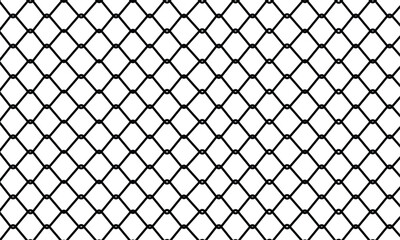 Seamless chain link fence on snow background.
