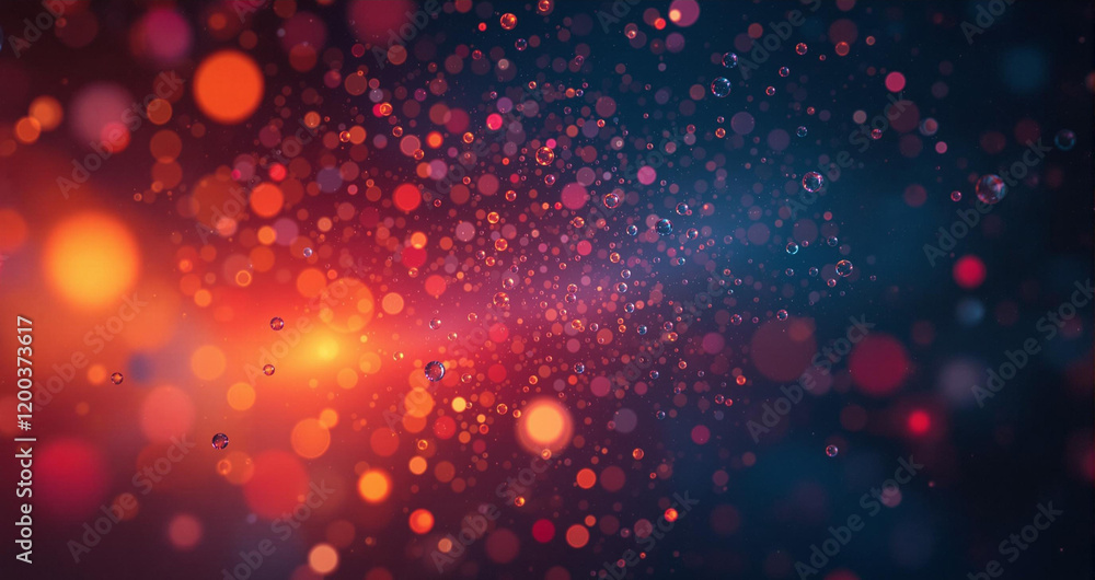 Poster vibrant abstract background with a mix of red and blue hues, creating a visually striking contrast. The scene is dotted with light spots, giving it a bokeh effect and adding depth to the composition.