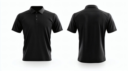 Black polo shirt mockup on white background