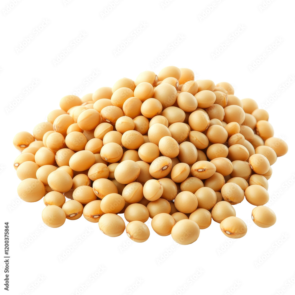 Poster a heap of soybeans isolated on a clean transparent background for culinary and agricultural use, hea