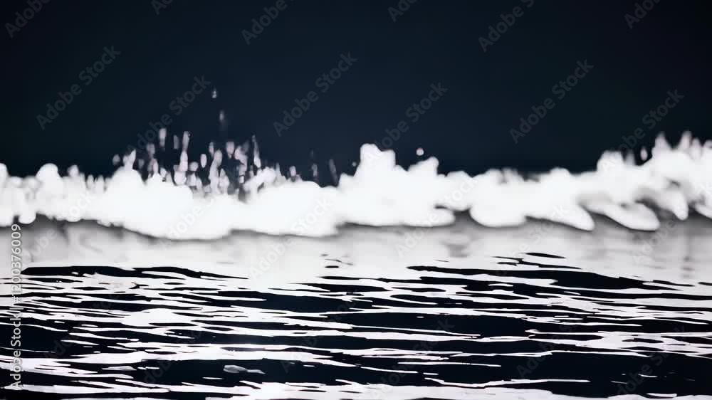 Poster monochrome ocean waves with splashes breaking on the surface, creating a dramatic and textured seasc