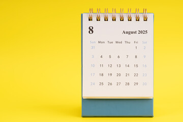 Standing August 2025 desk calendar
