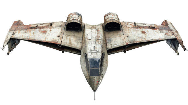 Vintage starfighter model displayed against a plain background in a studio setting isolated on transparent background