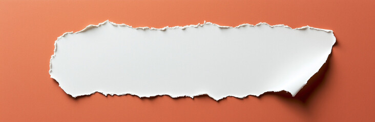 Obraz premium Long white paper ripped, message, neutral wall background