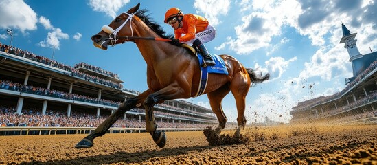 Kentucky Derby Thrills: Champion Horse and Jockey in Full Gallop