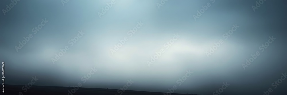 Poster dark clouds loom over remote landscape at dawn with soft light breaking through